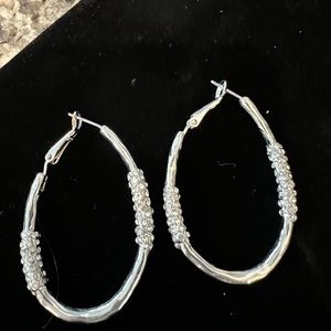 Silver & Crystal Hoop Earrings